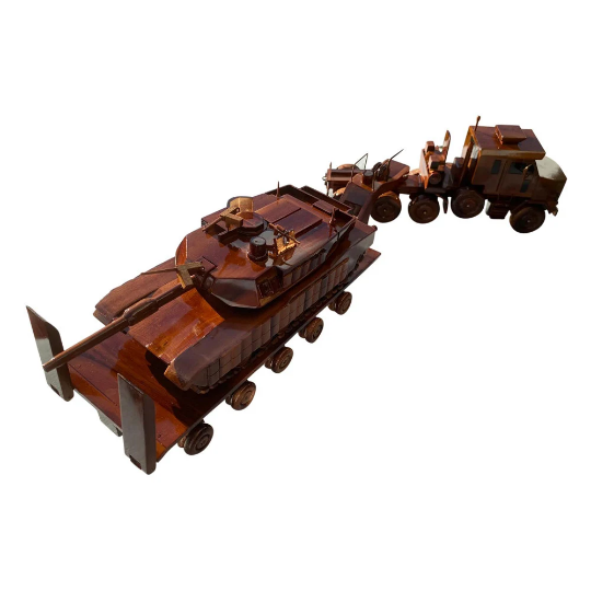 M1070 Combo with M1A1 tank Mahogany Wood Desktop Truck combo Model