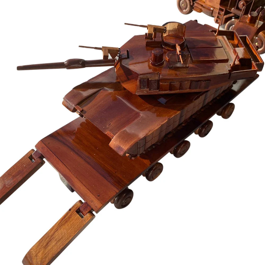 M1070 Combo with M1A1 tank Mahogany Wood Desktop Truck combo Model