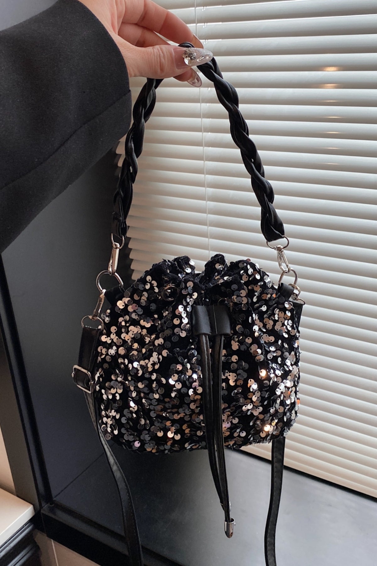 Sequin Drawstring Bucket Bag - Premium Bucket Bag from Concordia Style Boutique - Just $19.34! Shop now at Concordia Style Boutique