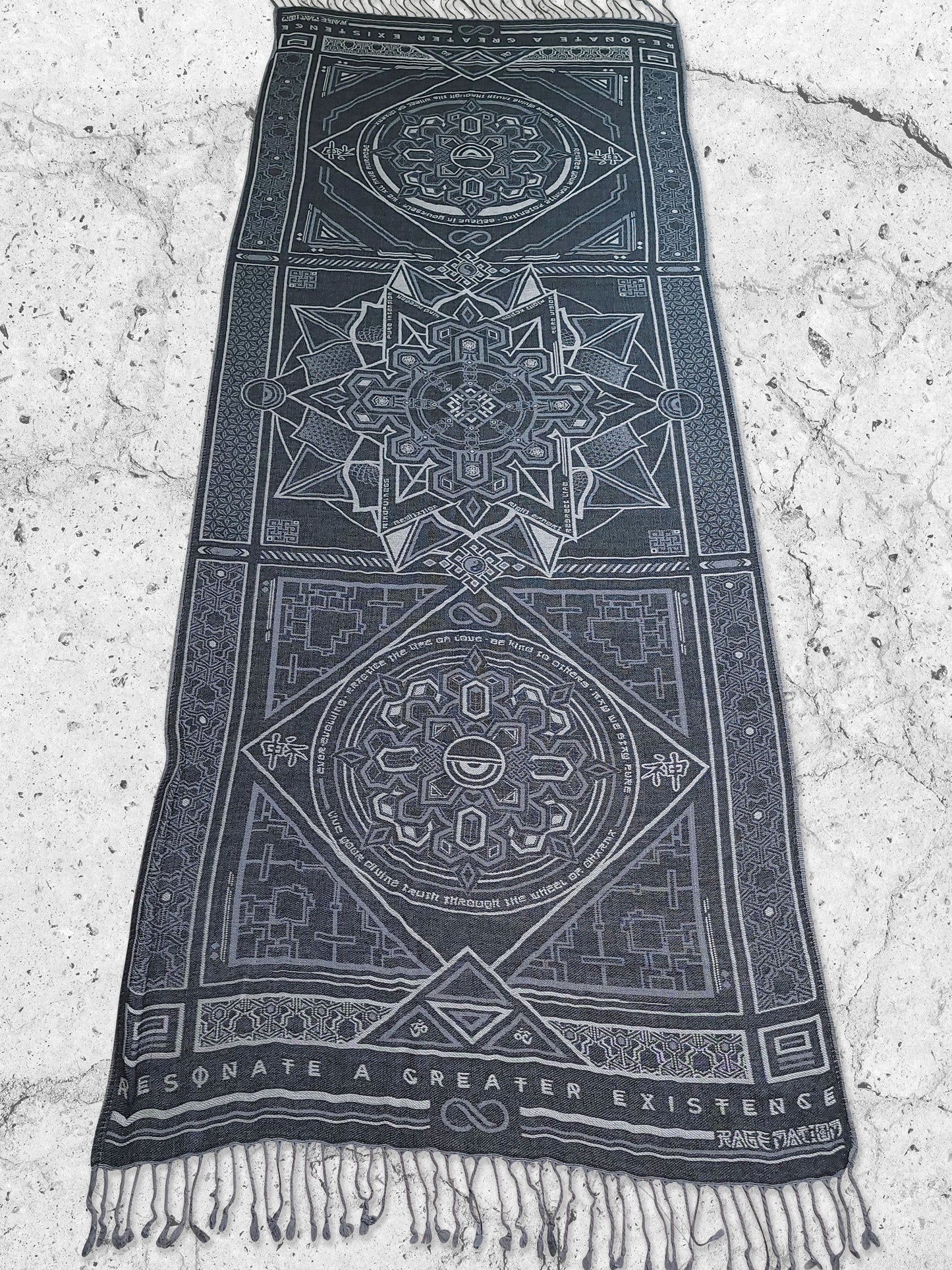 DHARMA V2 • Grey/White • Festival Shawl/Scarf - Concordia Style Boutique