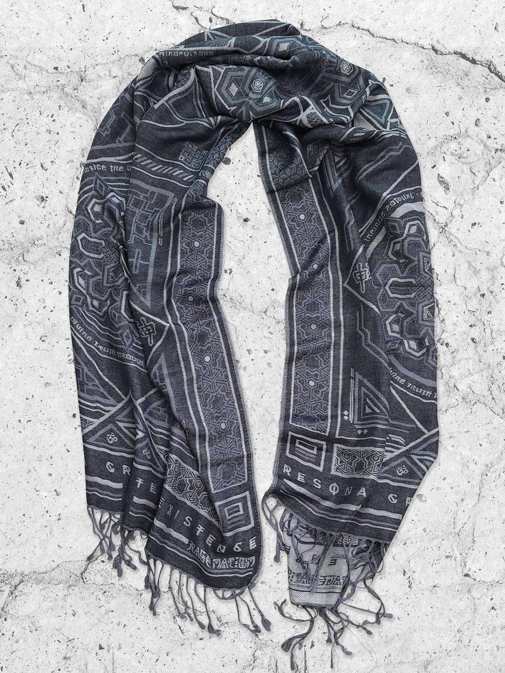 DHARMA V2 • Grey/White • Festival Shawl/Scarf - Concordia Style Boutique