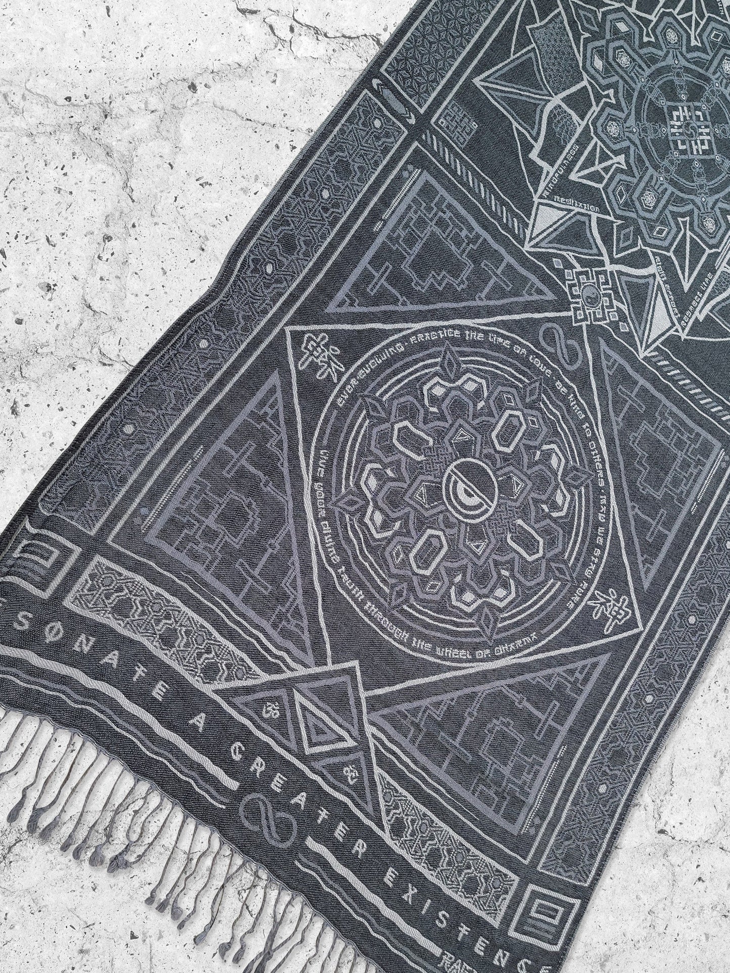 DHARMA V2 • Grey/White • Festival Shawl/Scarf - Concordia Style Boutique