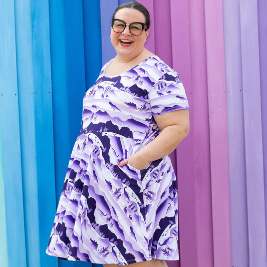 Adult "Dinoscape" Dinosaur Wilderness Super Twirler Dress with Pockets