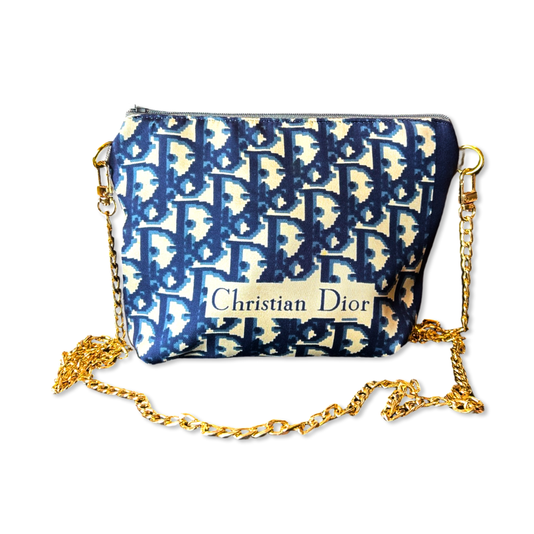 Trotter Blue Vintage Silk Scarf Crossbody Bag