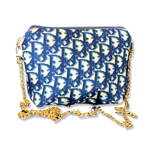 Trotter Blue Vintage Silk Scarf Crossbody Bag