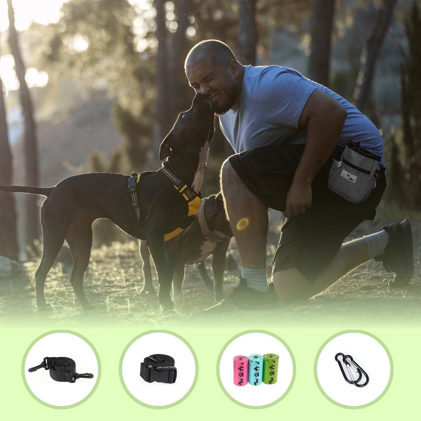 Dog Treat Pouch with 3 Rolls of Poop Bags