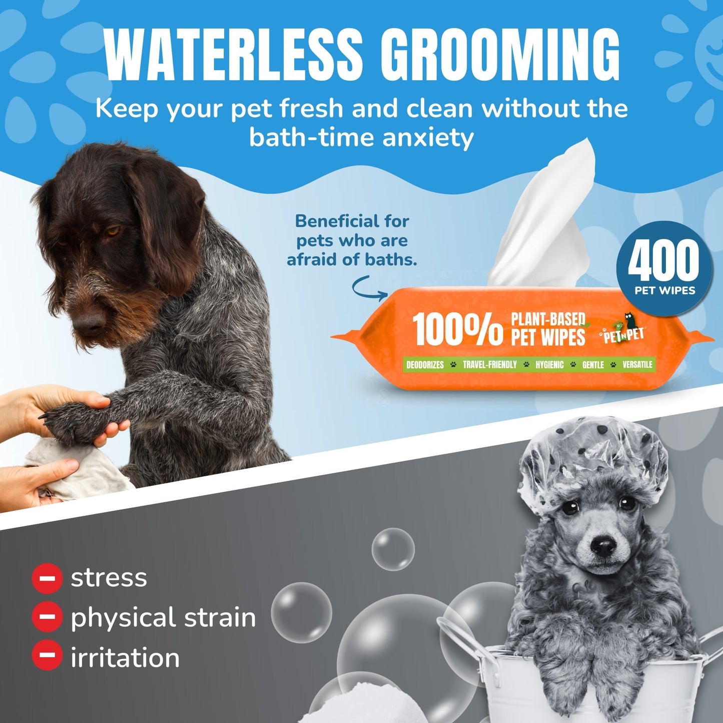 Dog Wipes Cleaning Deodorizing 400 Counts