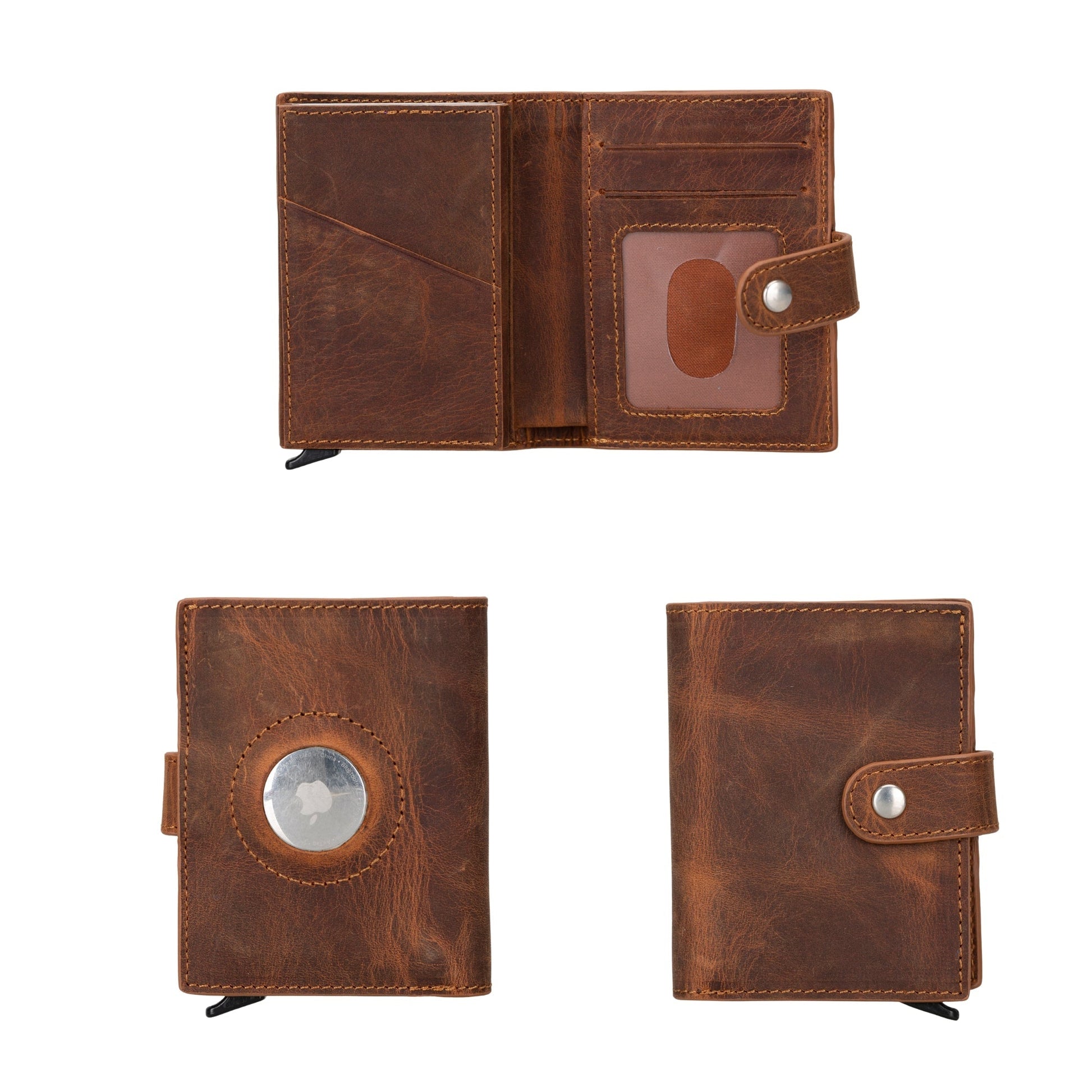 Douglas Genuine Leather Pop-Up Wallet with AirTag Slot - RFID Blocking Cardholder - Concordia Style Boutique
