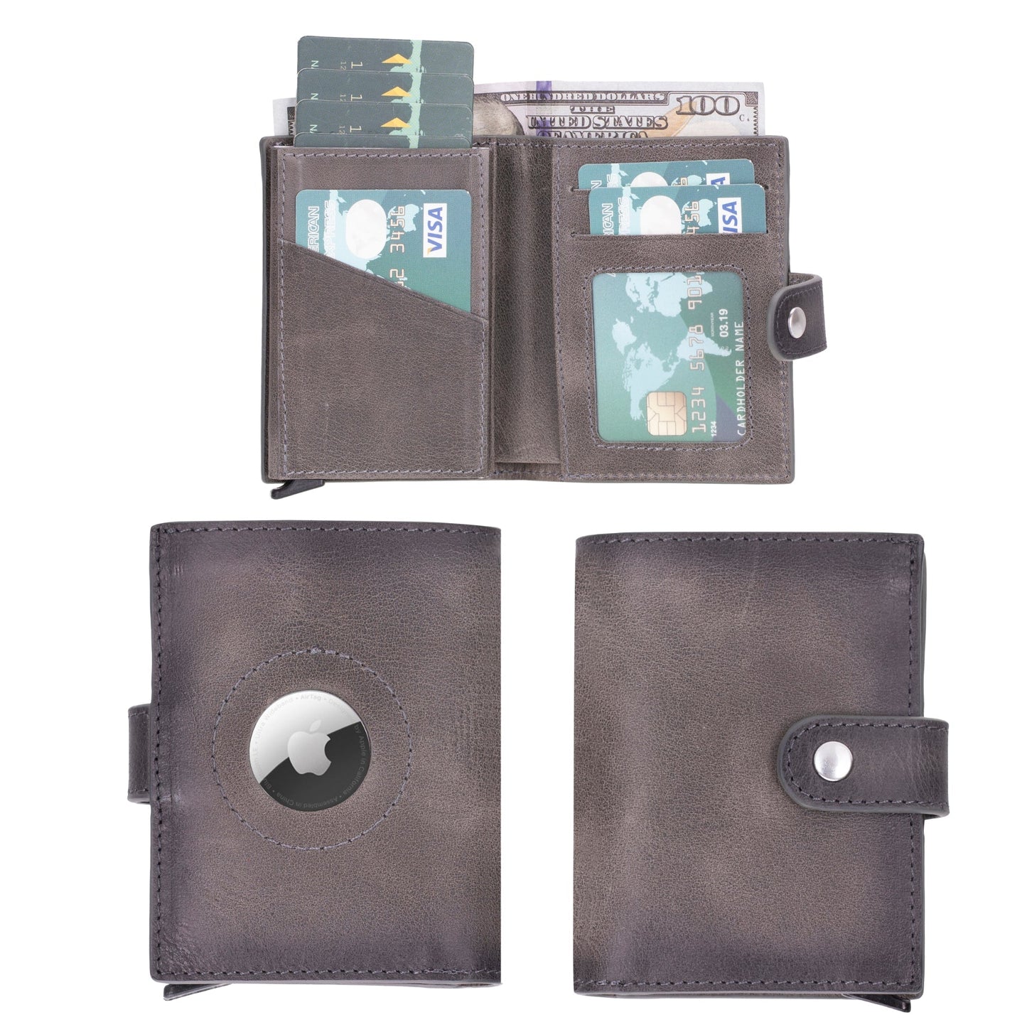 Douglas Genuine Leather Pop-Up Wallet with AirTag Slot - RFID Blocking Cardholder - Concordia Style Boutique