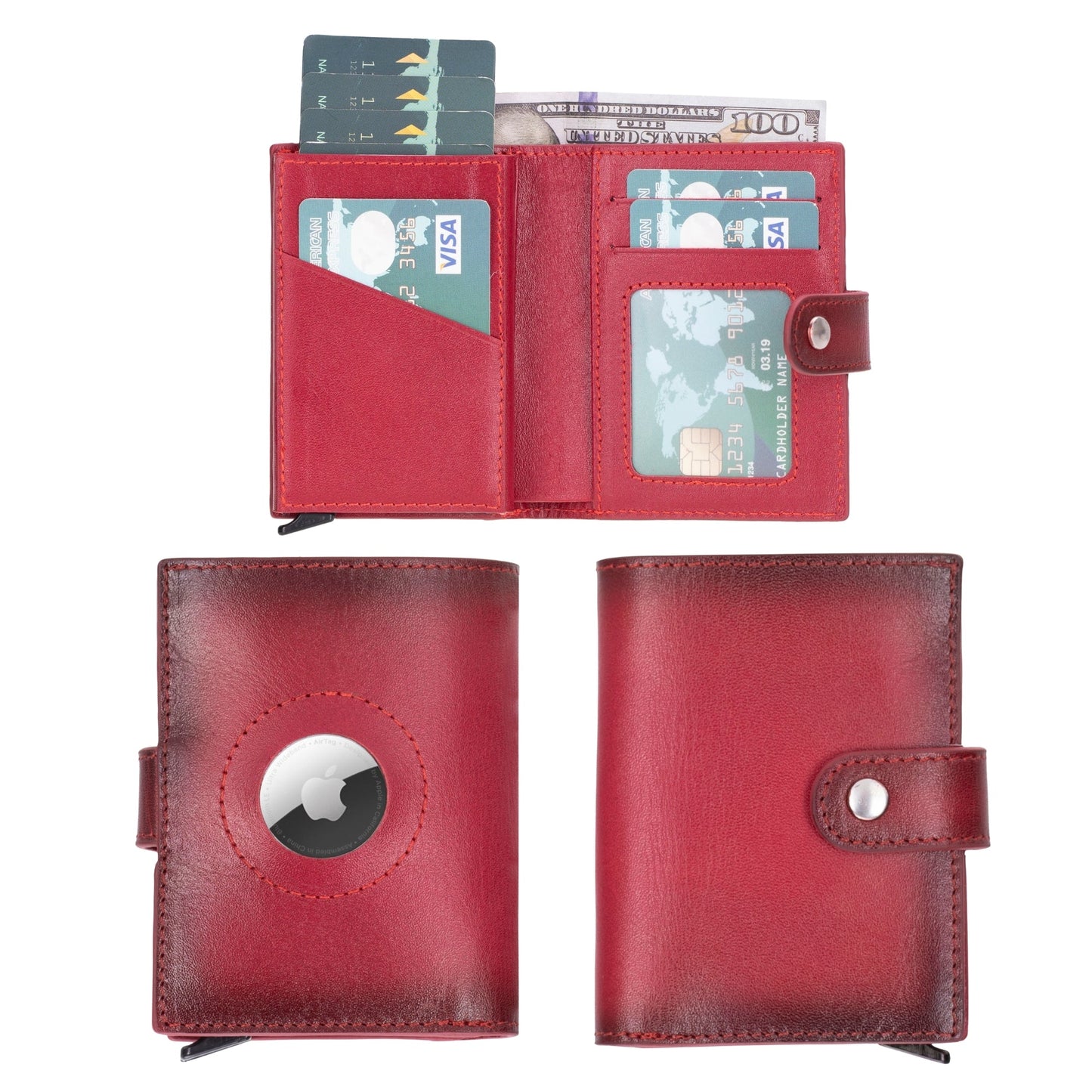 Douglas Genuine Leather Pop-Up Wallet with AirTag Slot - RFID Blocking Cardholder - Concordia Style Boutique