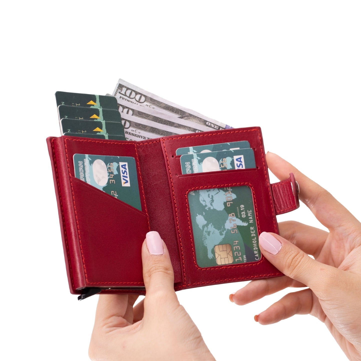 Douglas Genuine Leather Pop-Up Wallet with AirTag Slot - RFID Blocking Cardholder - Concordia Style Boutique