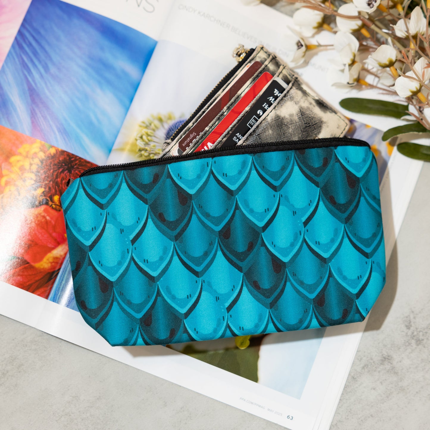 Teal Dragon Scales Pouch