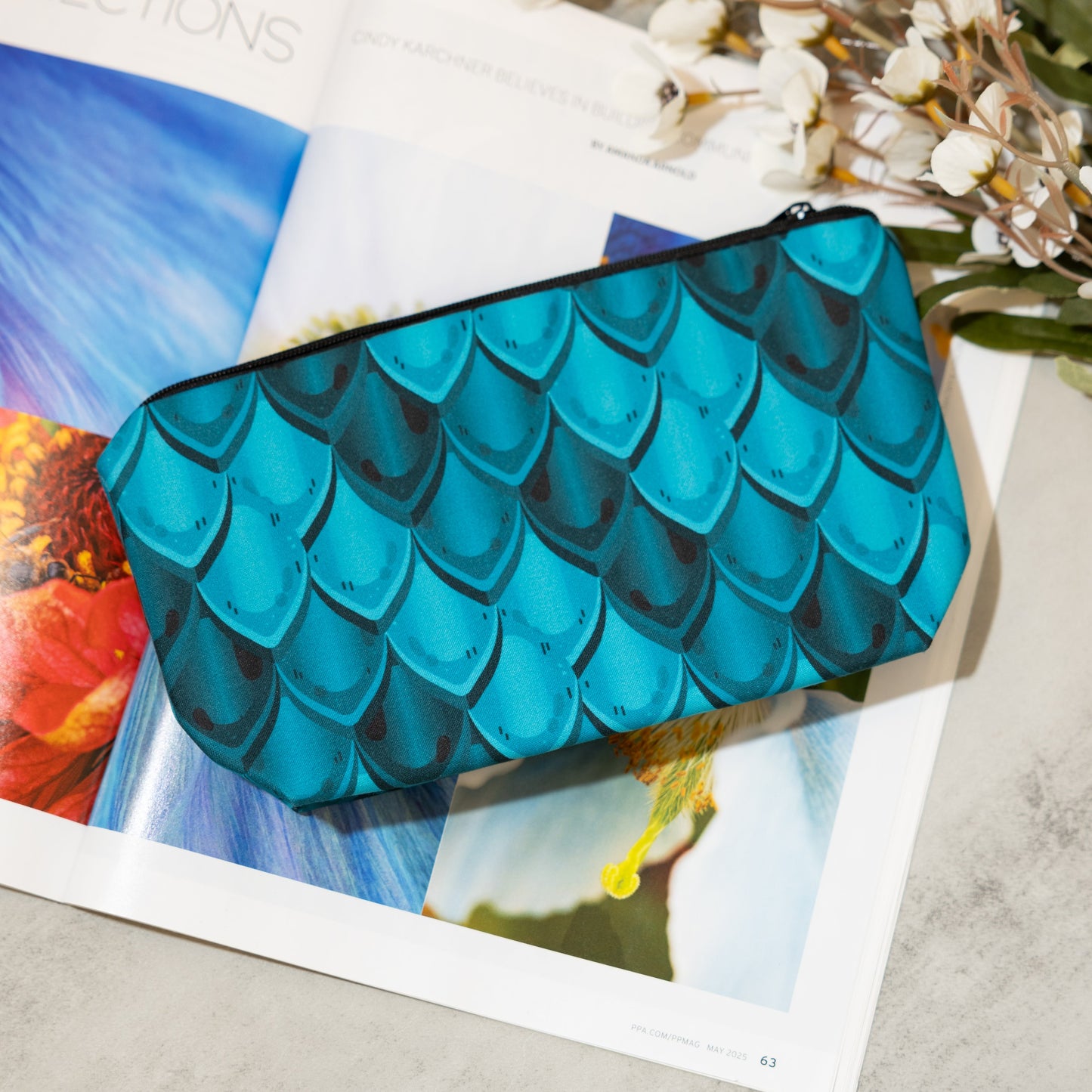 Teal Dragon Scales Pouch