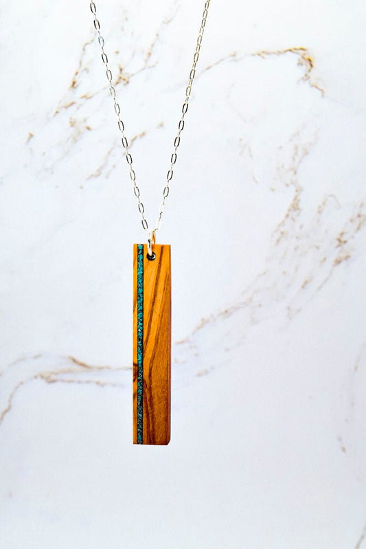 Drop Stone Inlay Bar Necklace - Concordia Style Boutique