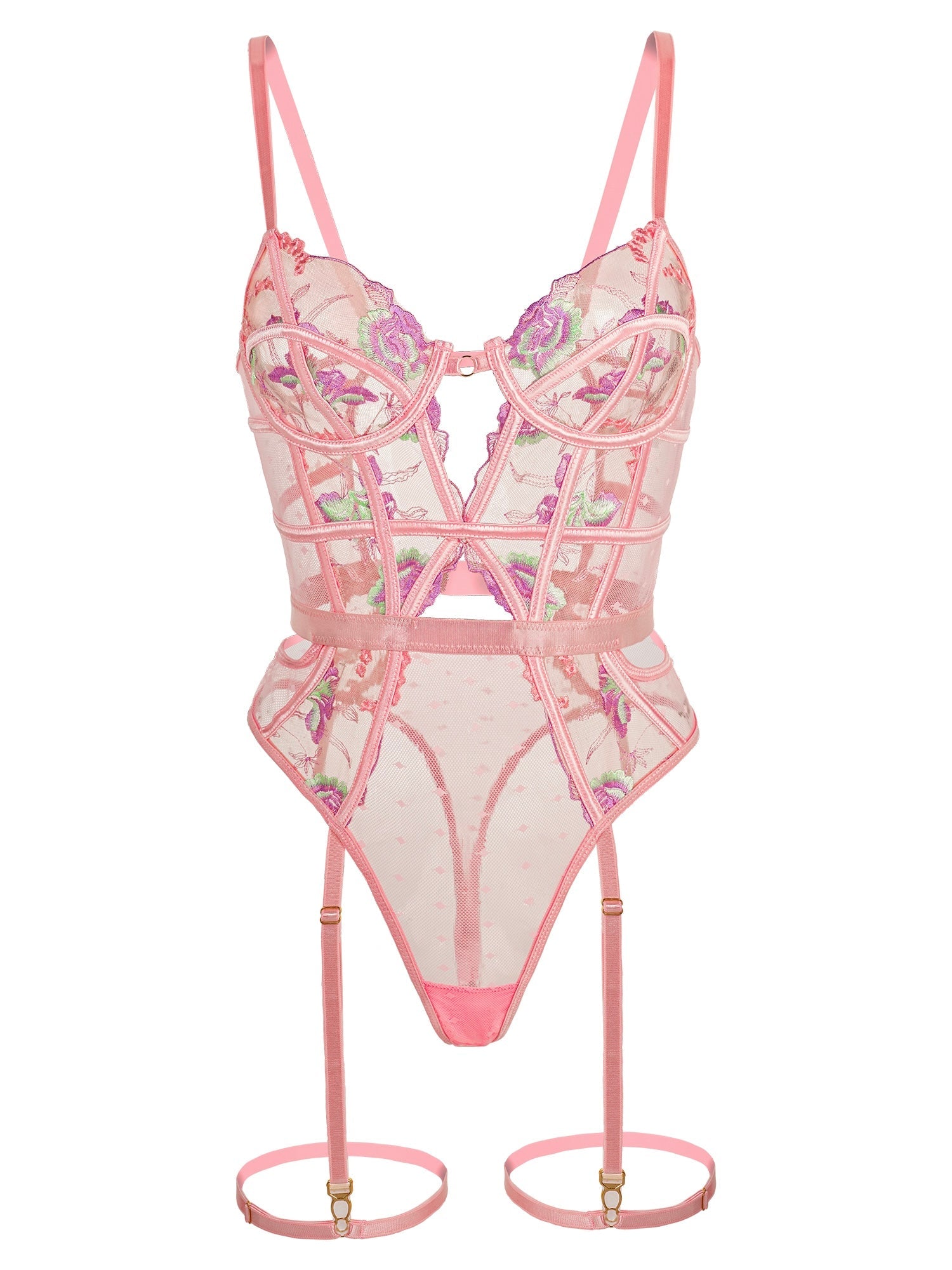 Pink Deluxe Floral Embroidered Bodysuit - Concordia Style Boutique