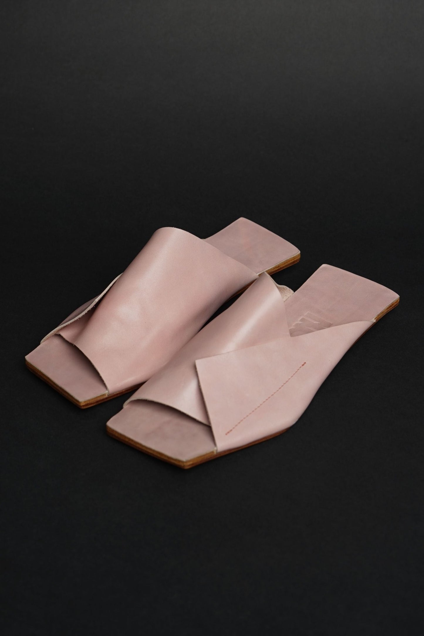 Amos Handcrafted Pink Leather Slides