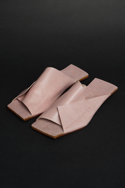 Amos Handcrafted Pink Leather Slides
