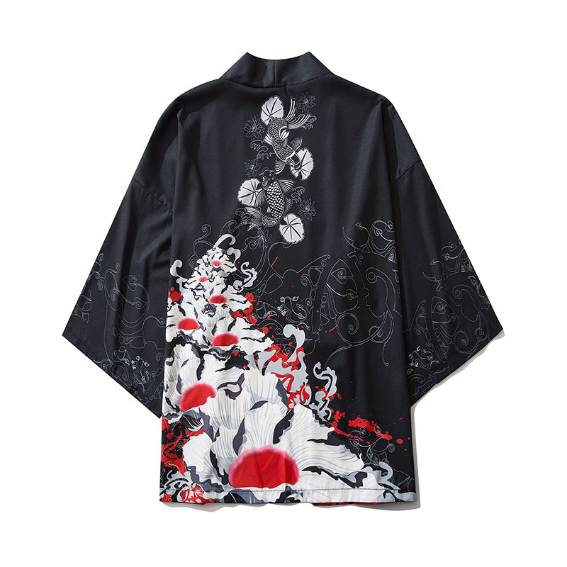 YC6032 Red Flowers Kimono - Concordia Style Boutique