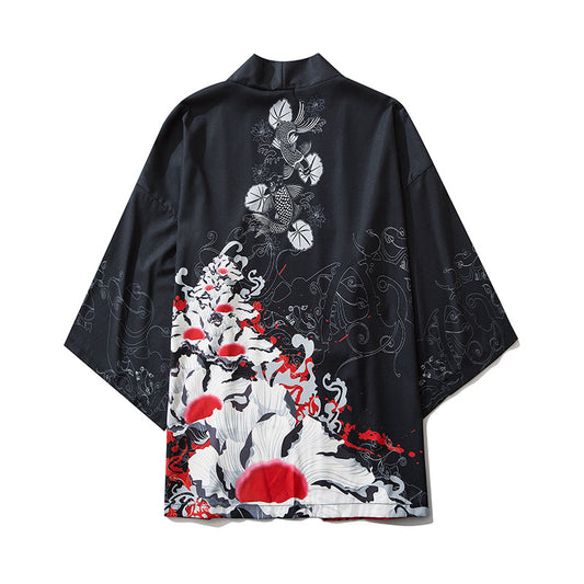 YC6032 Red Flowers Kimono - Concordia Style Boutique