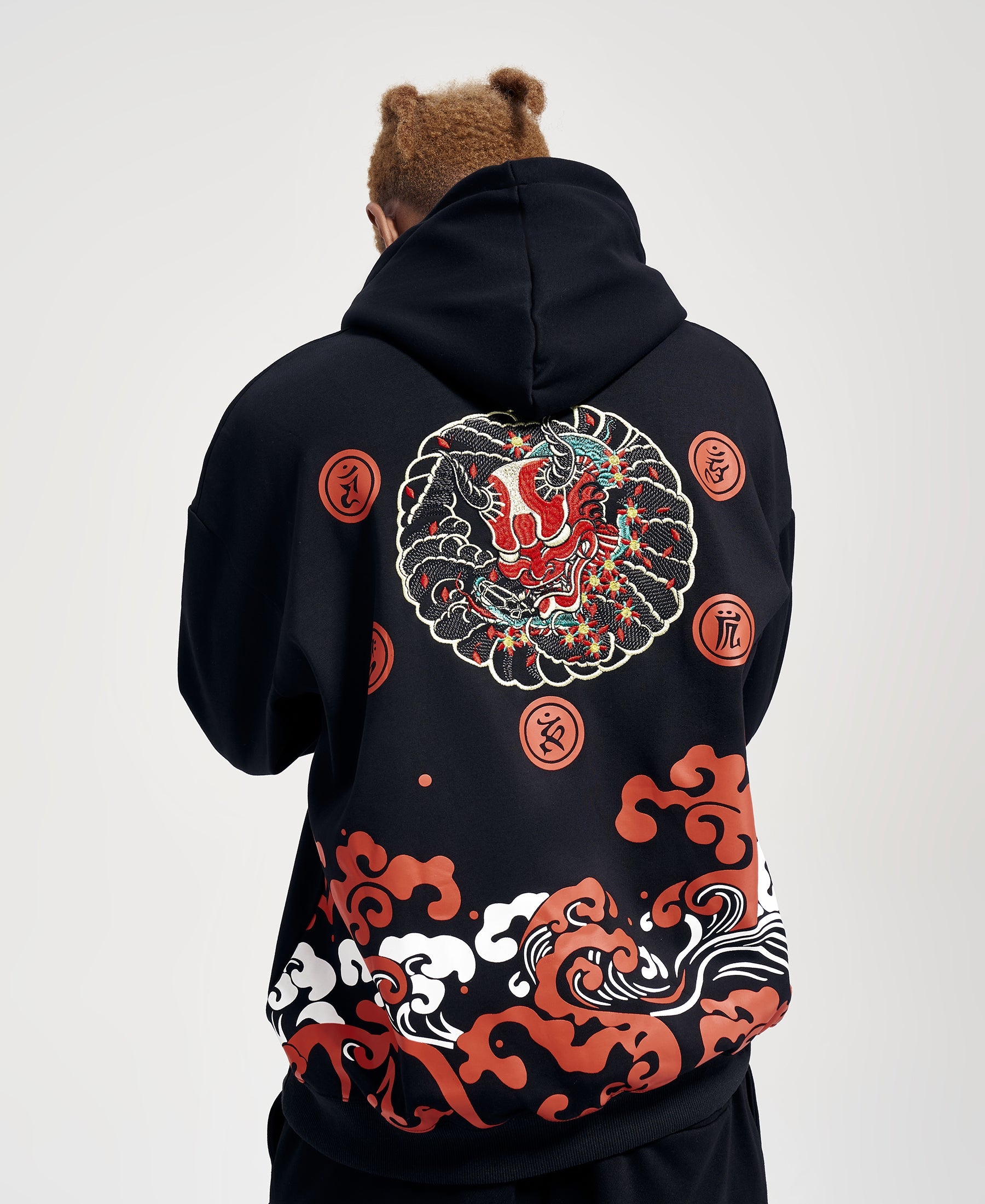 KH9060 Red Demon Embroidery Hoodie - Concordia Style Boutique