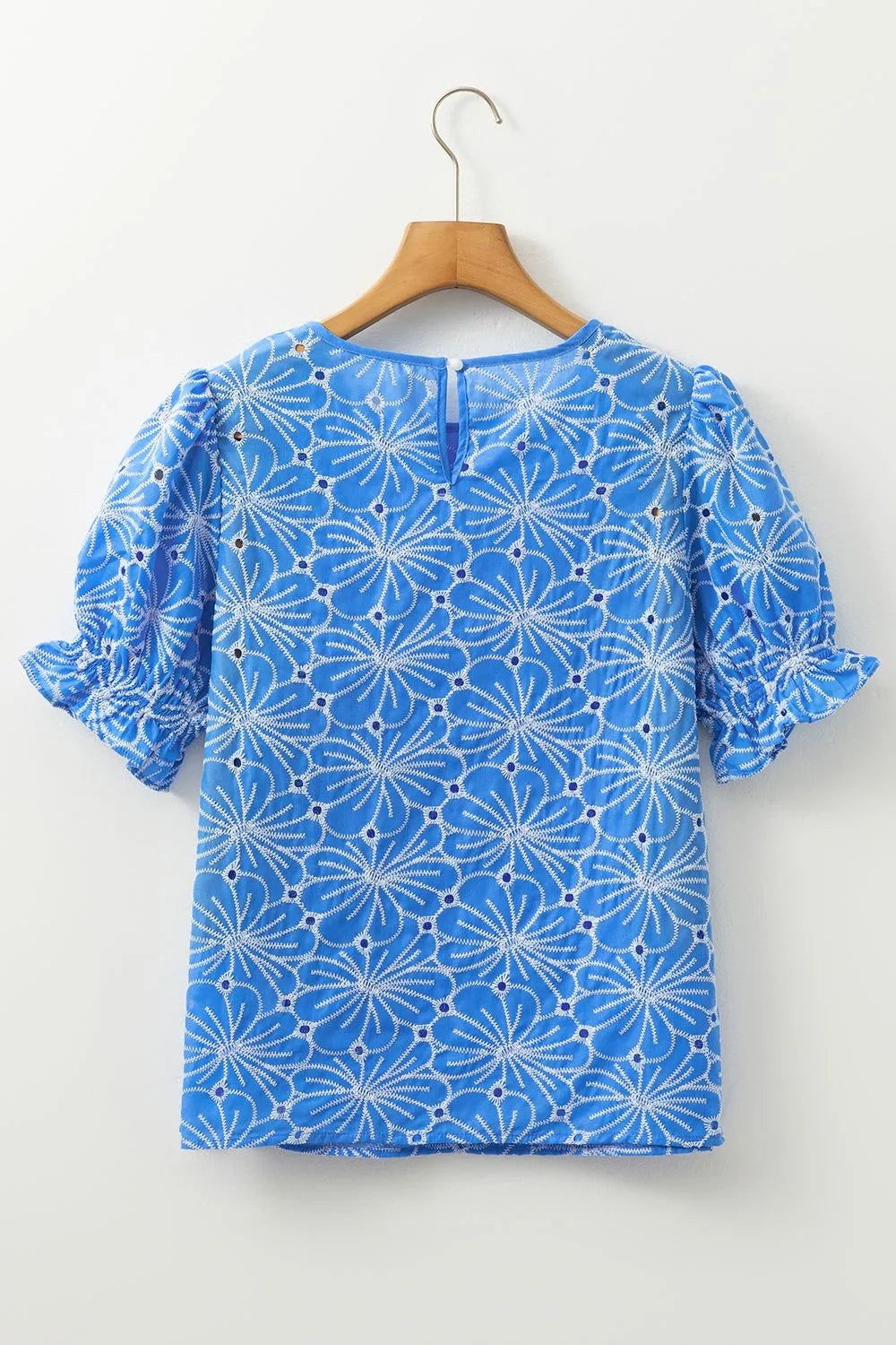 Eyelet Flower Embroidery Flounce Sleeve Blouse - Concordia Style Boutique