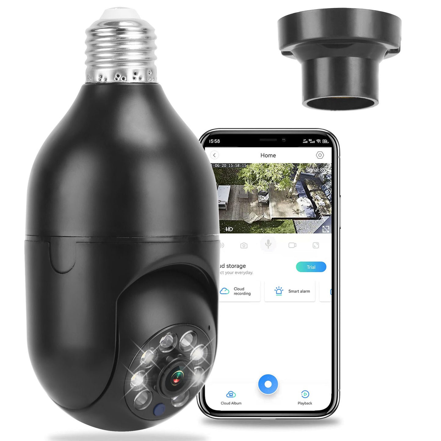 WiFi Bulb Camera 1080P - Security Surveillance Camera With Two-Way Audio + Night Vision Motion Detection