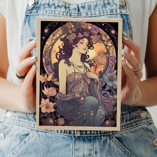 Purple Ladies of the Lake - Set of 8 Decoupage Wood Panels