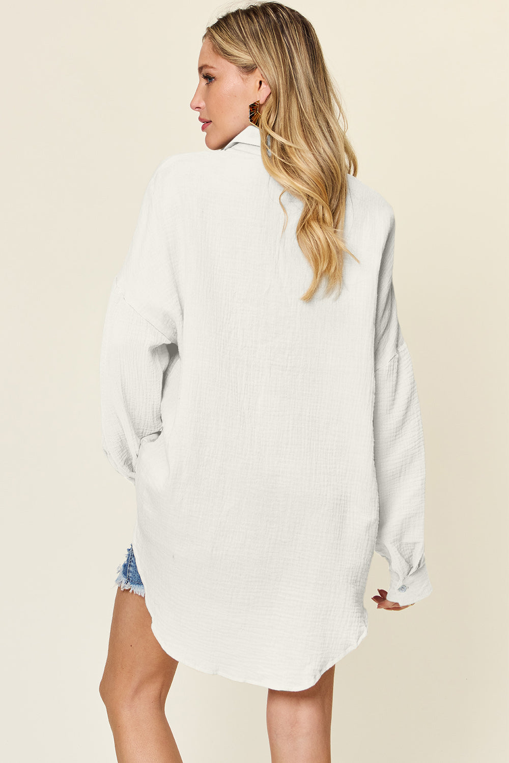 Double Take Full Size Pocketed Texture Button Up Shirt - Concordia Style Boutique