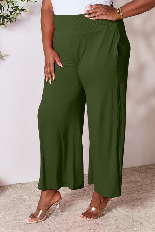 Double Take Full Size Smocked Wide Waistband Wide Leg Pants - Concordia Style Boutique