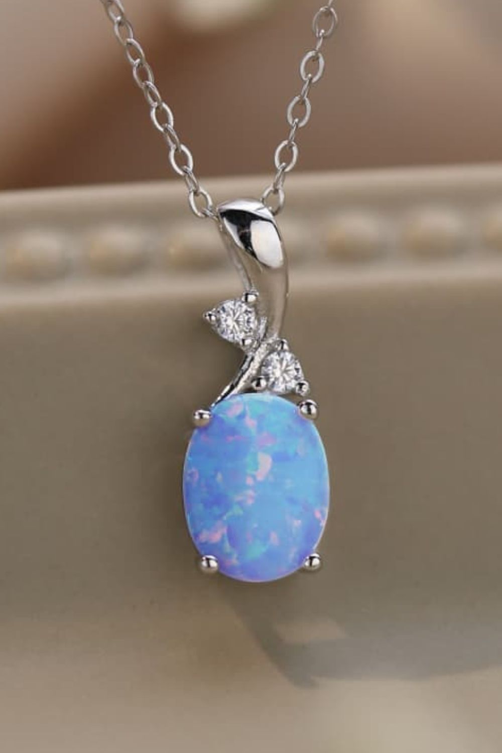 Opal Oval Pendant Chain Necklace - Concordia Style Boutique