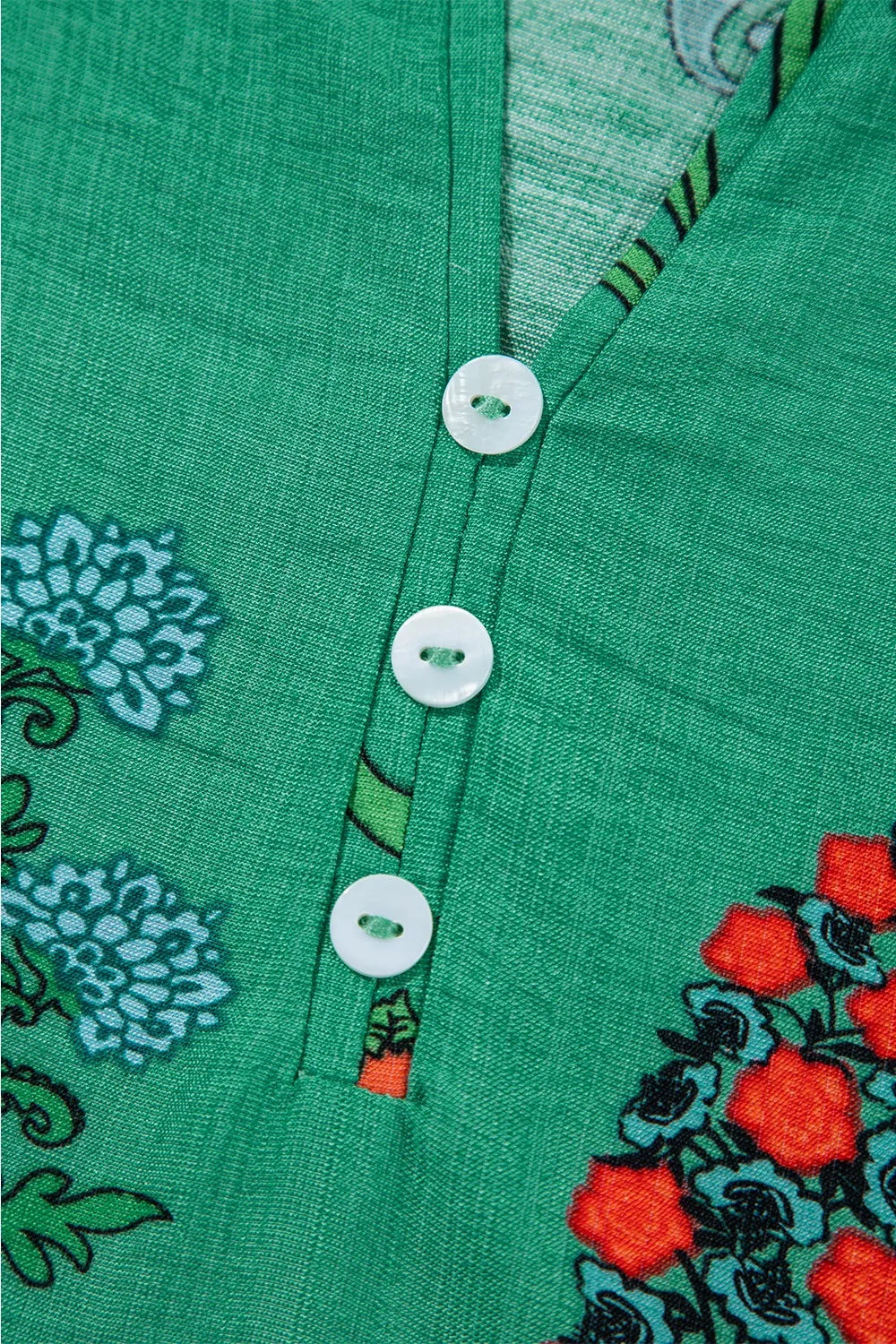 Floral Print Notched Short Sleeve Blouse - Concordia Style Boutique