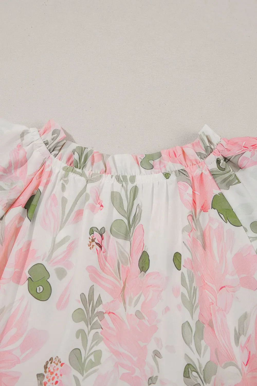 Floral Contrast Edge Layered Short Sleeve Mini Dress - Concordia Style Boutique