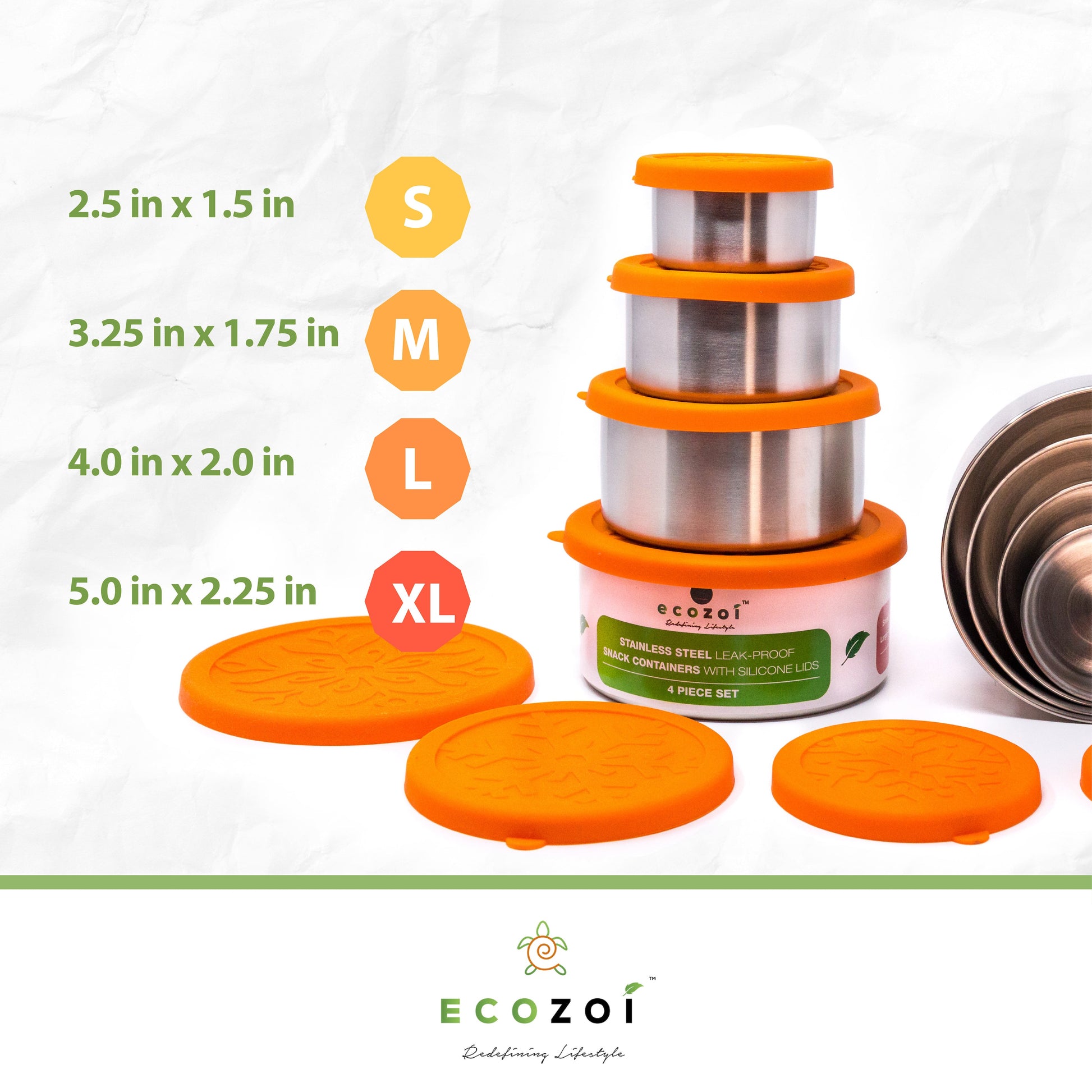 Eco-Friendly 4-Piece Stainless Steel Lunch Box Set - Leak-Proof, BPA-Free, with Cotton Travel Bag, 74 oz - Concordia Style Boutique