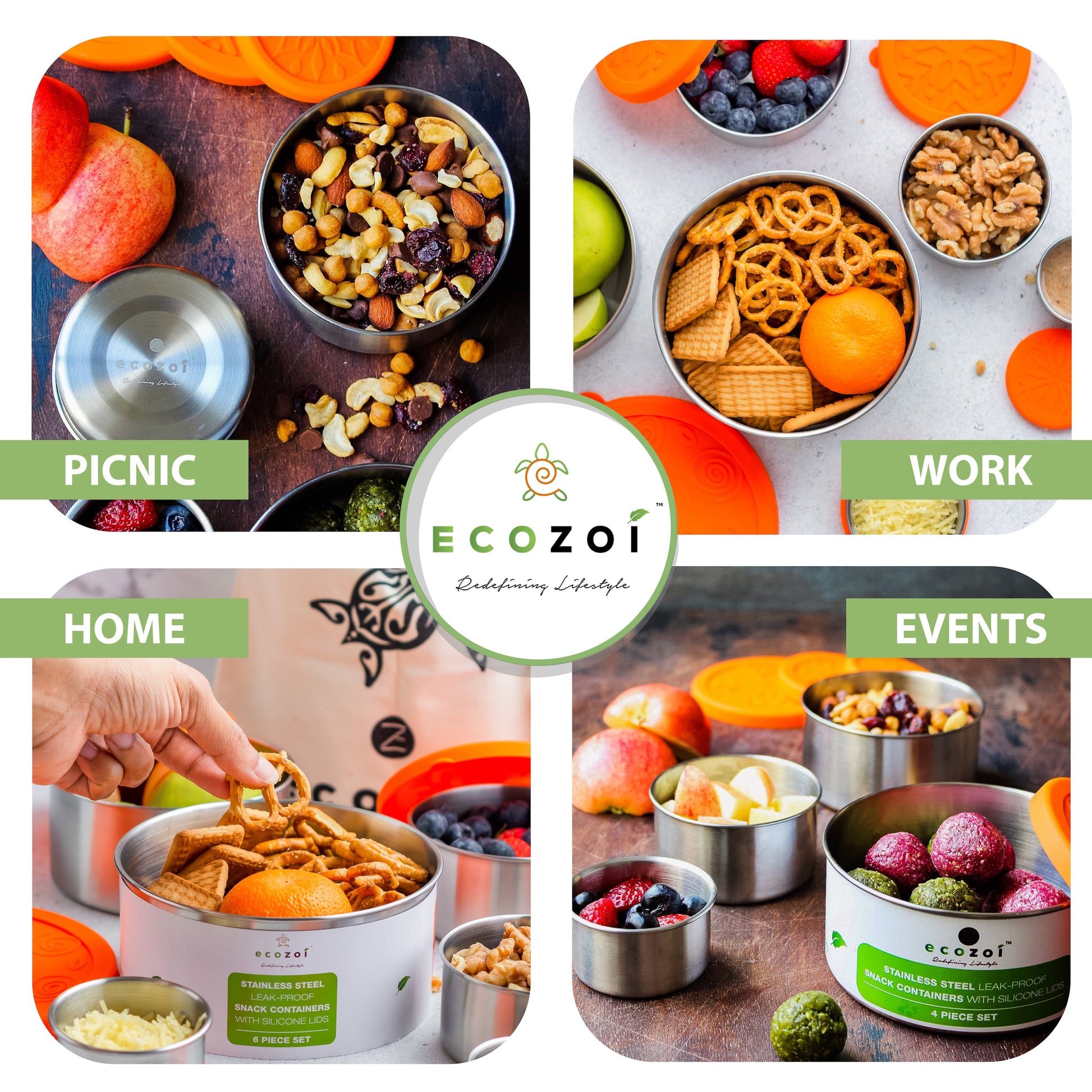 Eco-Friendly 4-Piece Stainless Steel Lunch Box Set - Leak-Proof, BPA-Free, with Cotton Travel Bag, 74 oz - Concordia Style Boutique