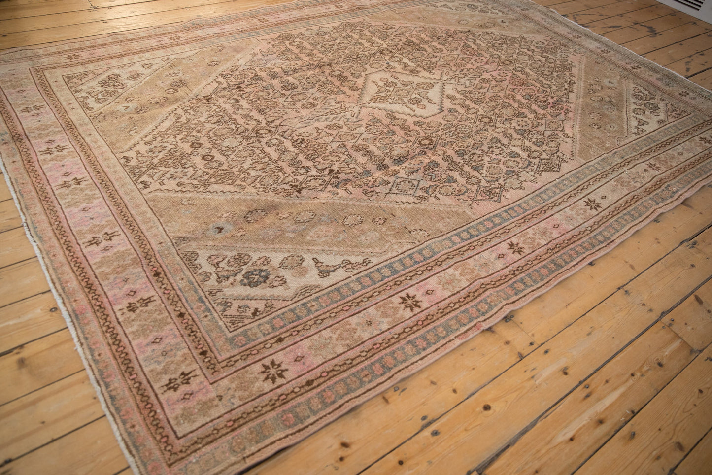 7x10 Vintage Distressed Overdyed Bibikabad Carpet