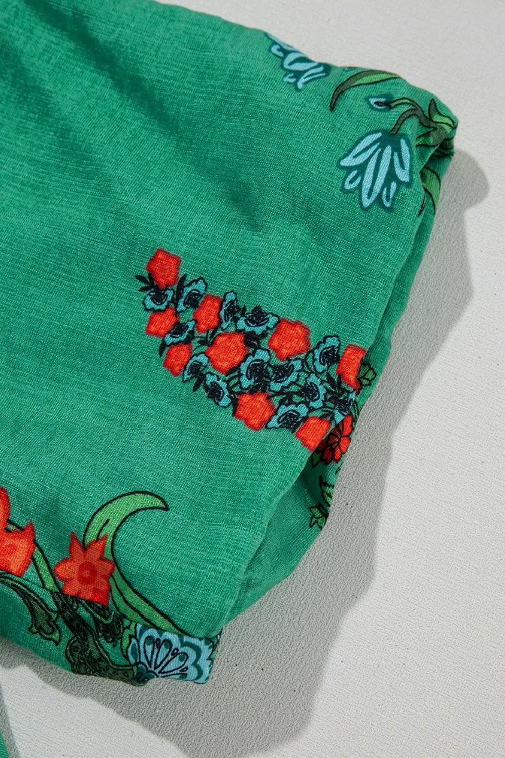 Floral Print Notched Short Sleeve Blouse - Concordia Style Boutique