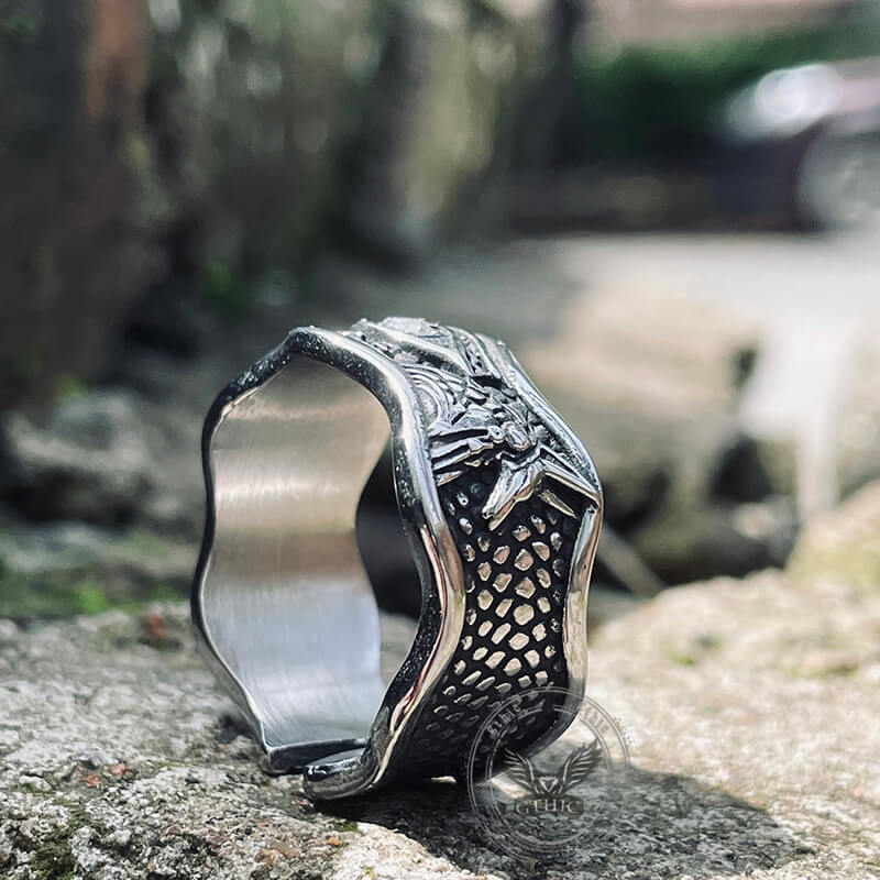 Egyptian Eye Of Horus Stainless Steel Open Ring
