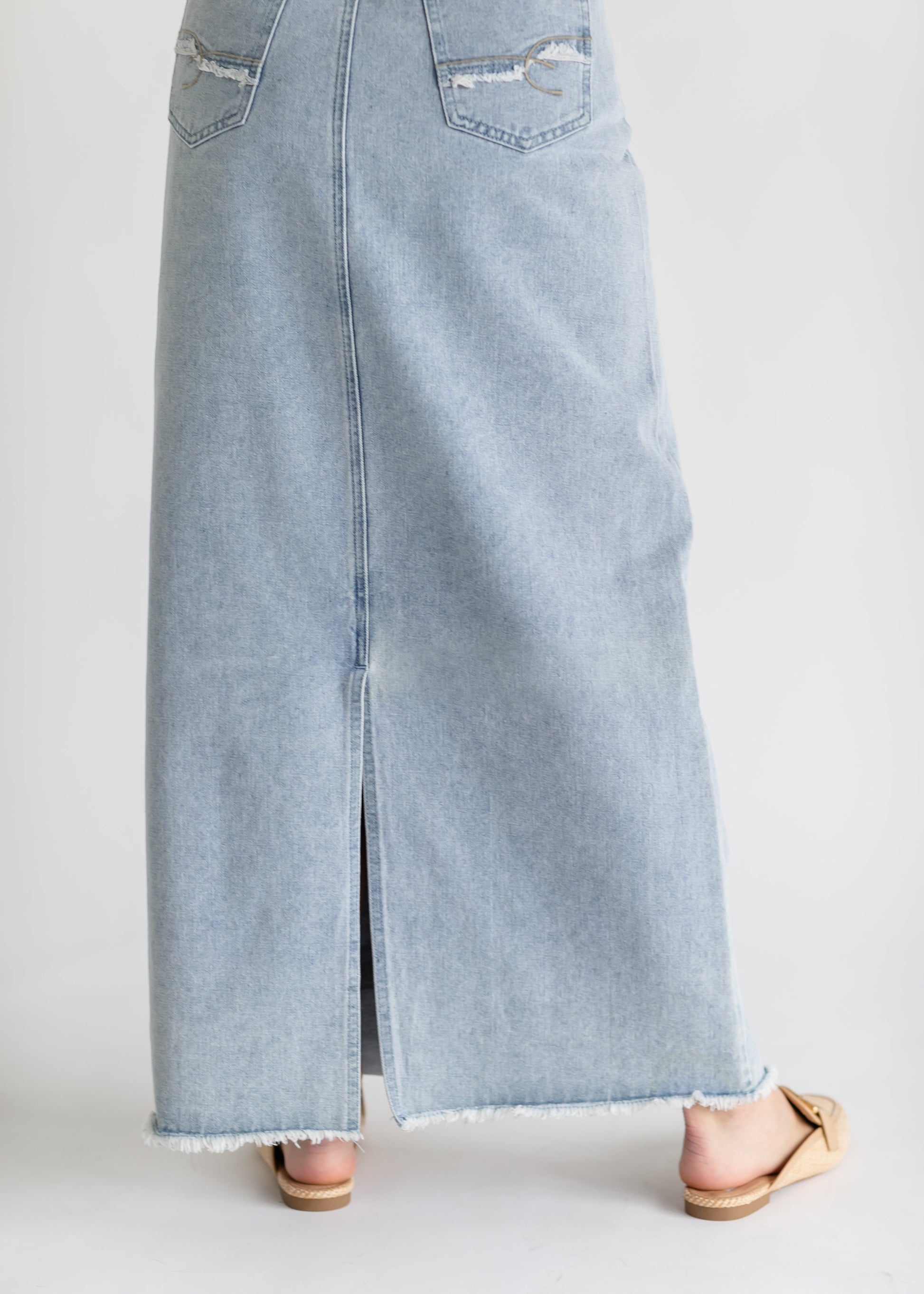 Elisha Light Wash Long Denim Skirt - Concordia Style Boutique