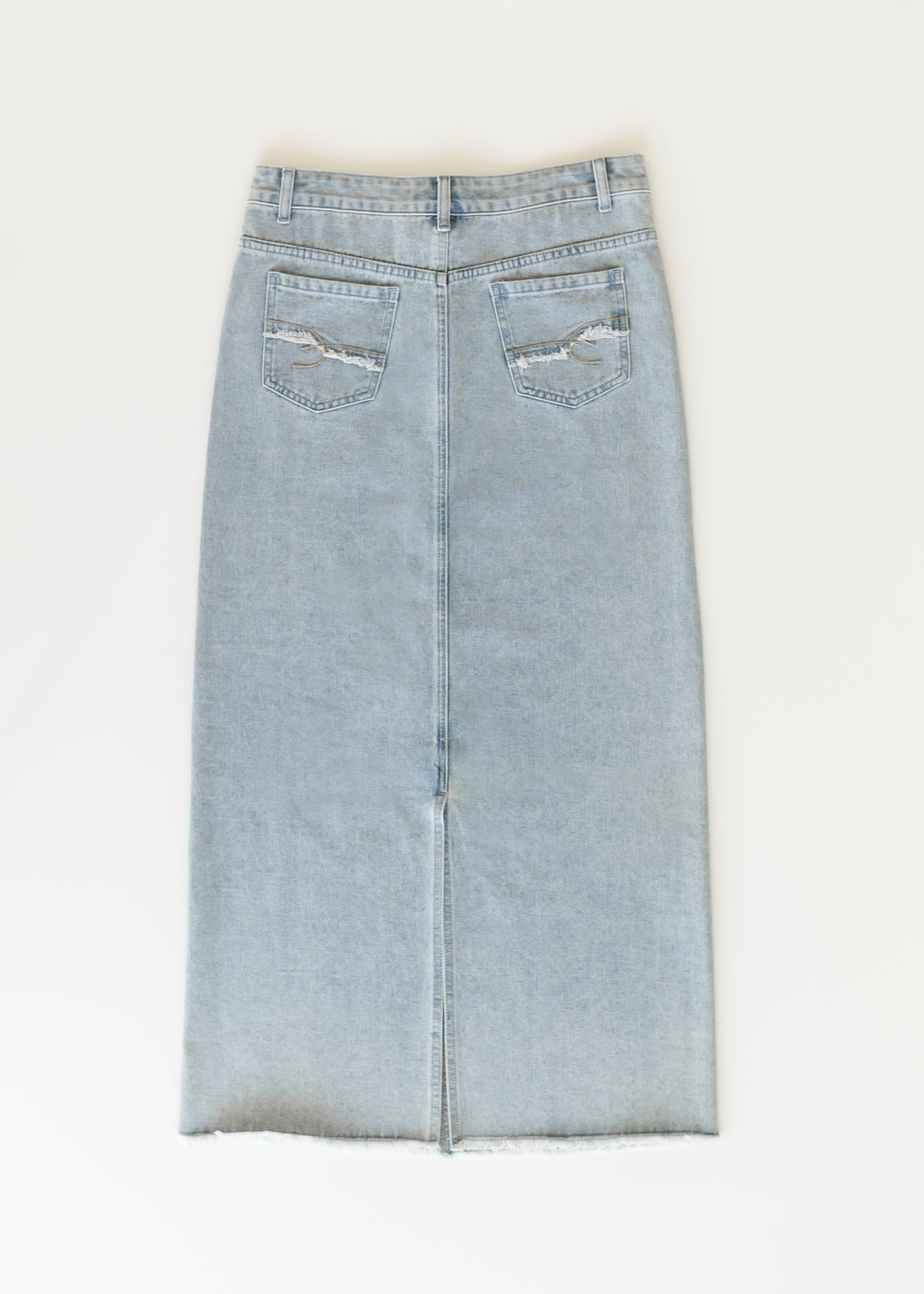 Elisha Light Wash Long Denim Skirt - Concordia Style Boutique