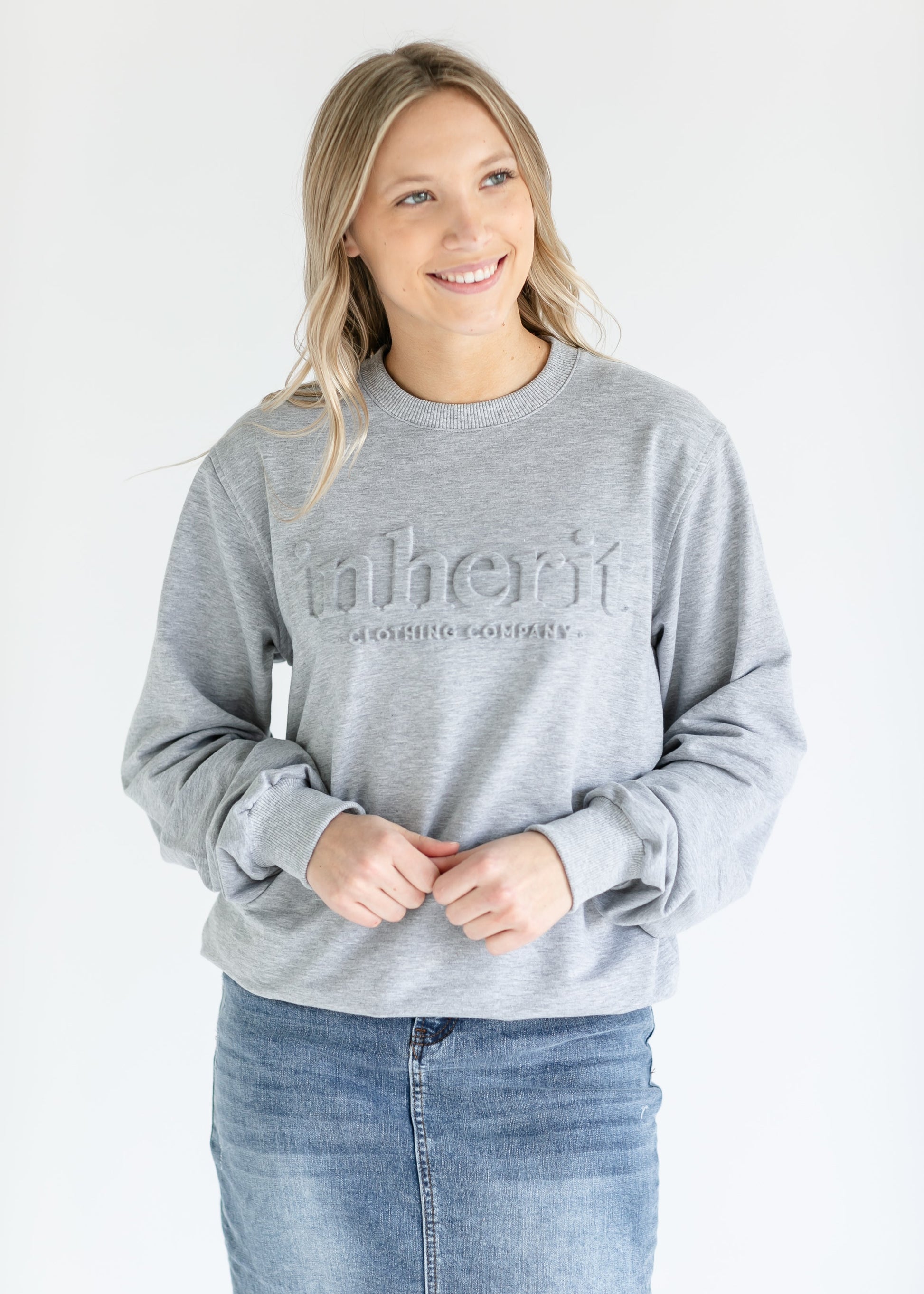 Embossed Inherit Logo Crewneck Sweatshirt - Concordia Style Boutique