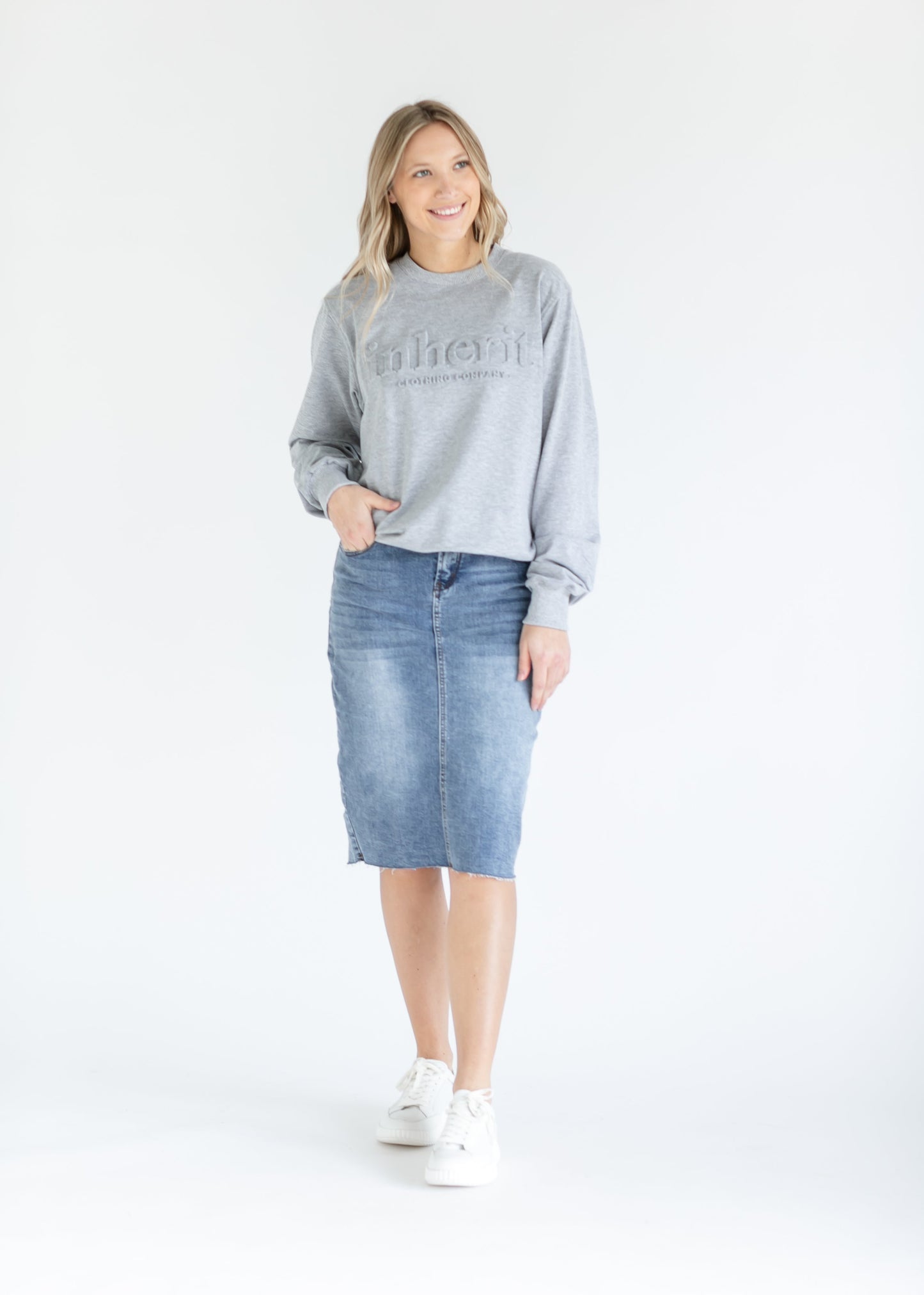 Embossed Inherit Logo Crewneck Sweatshirt - Concordia Style Boutique