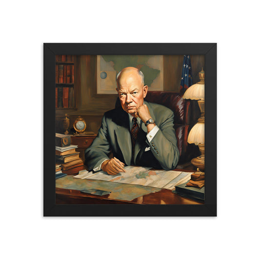 Dwight D. Eisenhower Portrait on Matte Paper Framed Poster - Concordia Style Boutique