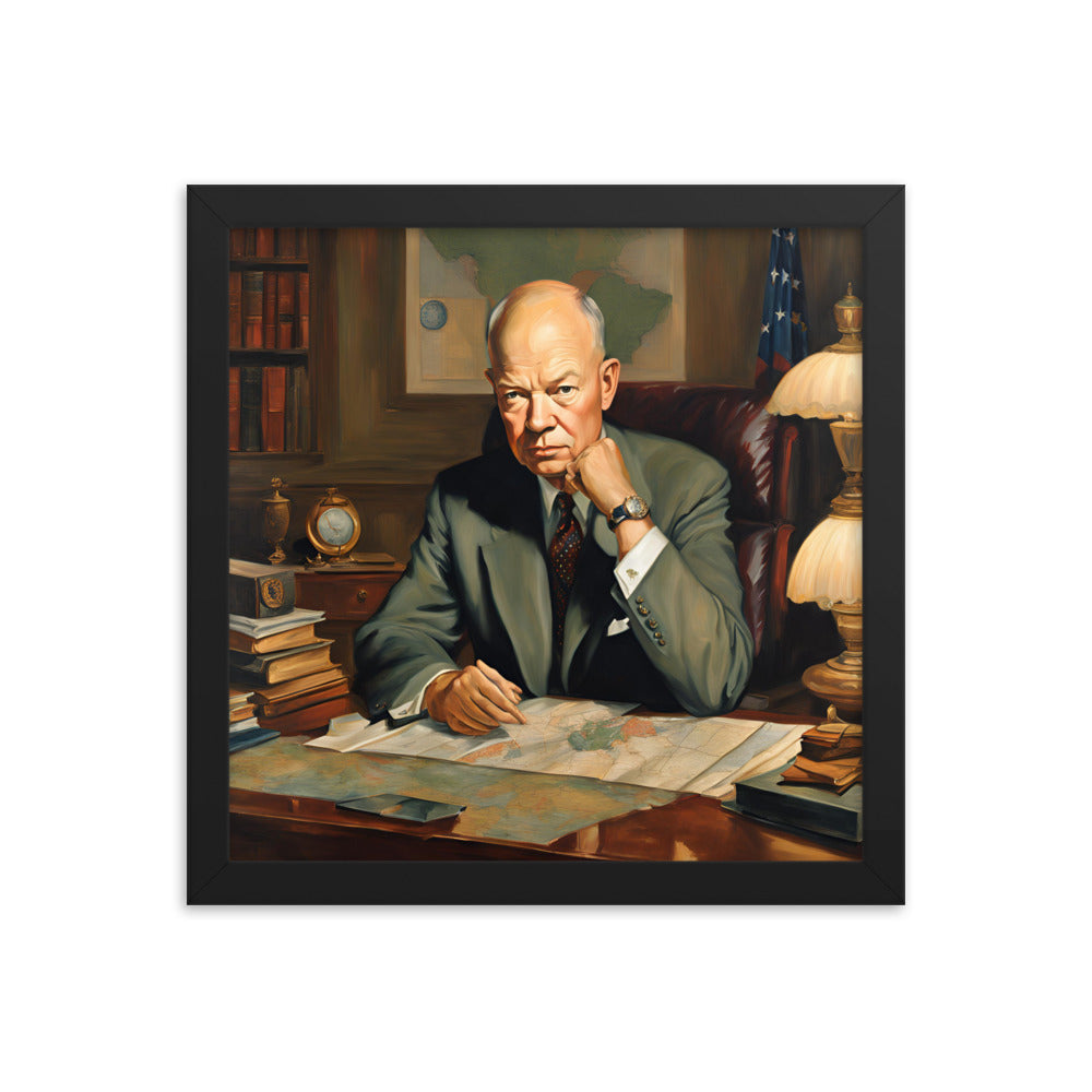 Dwight D. Eisenhower Portrait on Matte Paper Framed Poster - Concordia Style Boutique
