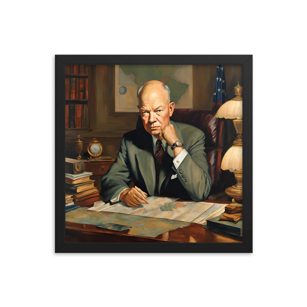 Dwight D. Eisenhower Portrait on Matte Paper Framed Poster - Concordia Style Boutique
