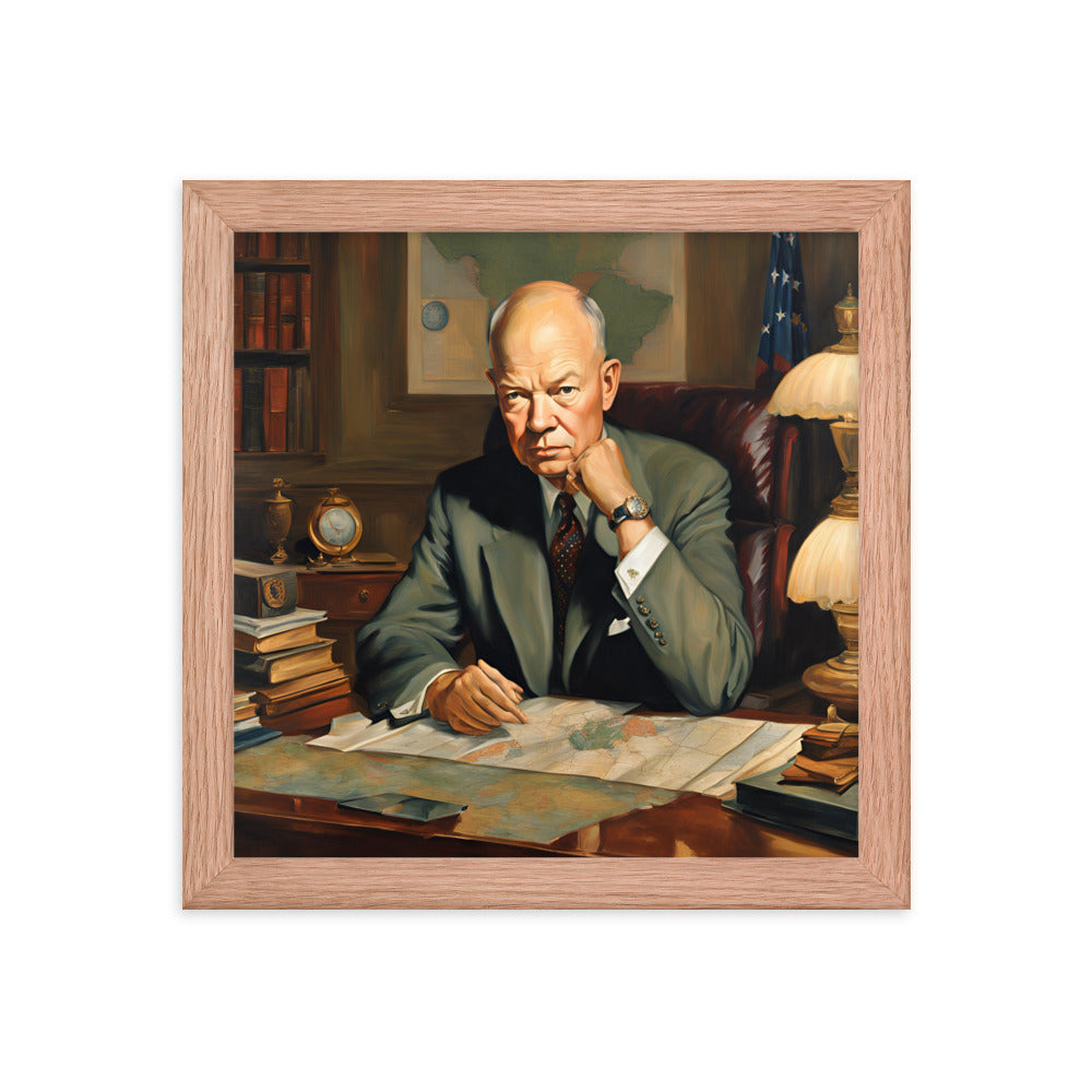 Dwight D. Eisenhower Portrait on Matte Paper Framed Poster - Concordia Style Boutique