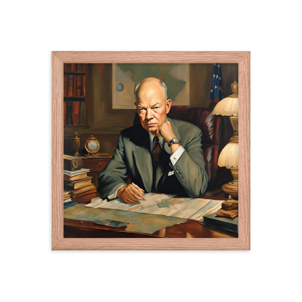 Dwight D. Eisenhower Portrait on Matte Paper Framed Poster - Concordia Style Boutique