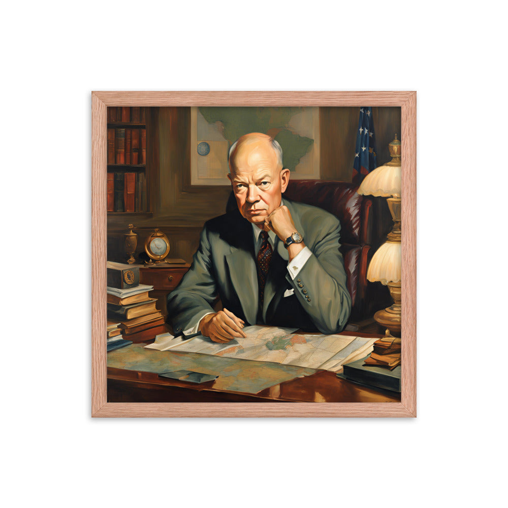 Dwight D. Eisenhower Portrait on Matte Paper Framed Poster - Concordia Style Boutique