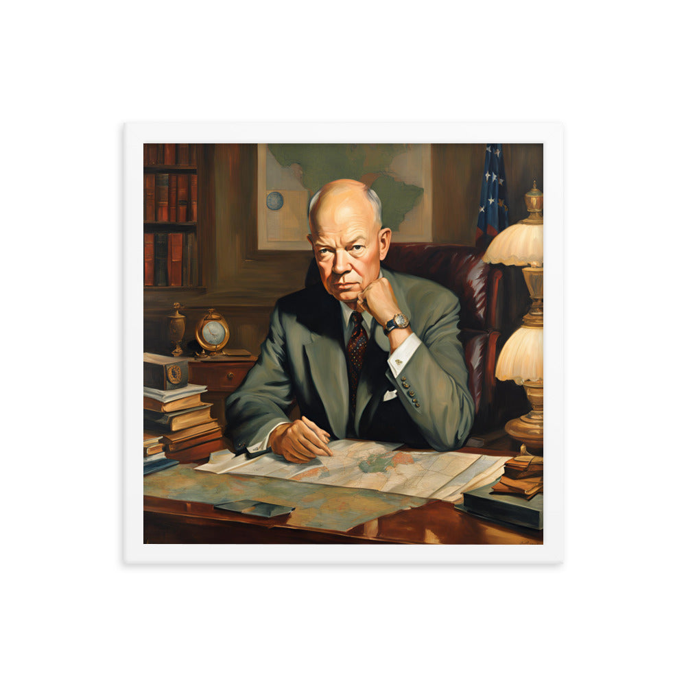Dwight D. Eisenhower Portrait on Matte Paper Framed Poster - Concordia Style Boutique