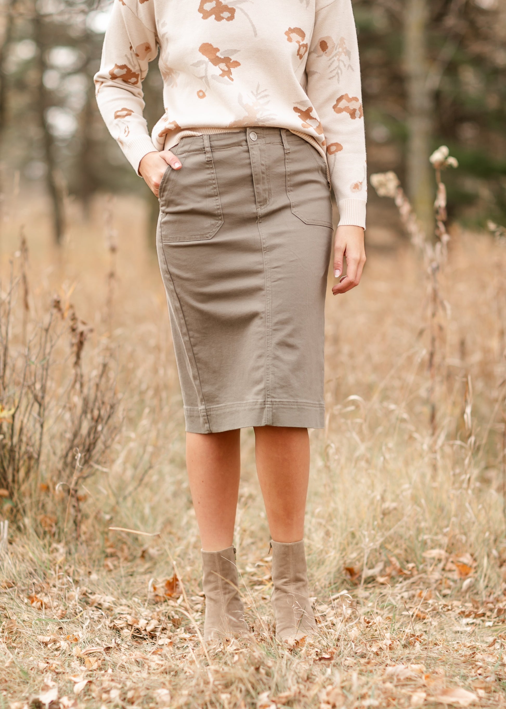 Erica Cotton Twill Midi Skirt - Concordia Style Boutique