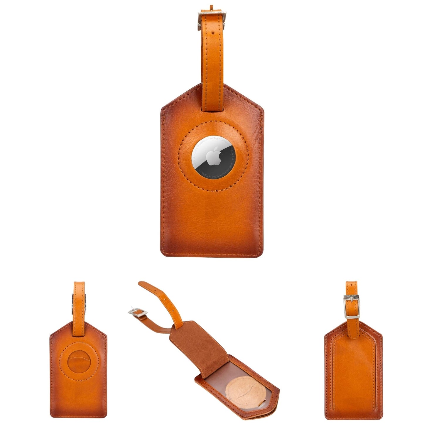 Estes Genuine Leather Luggage Tag with AirTag Slot - Concordia Style Boutique